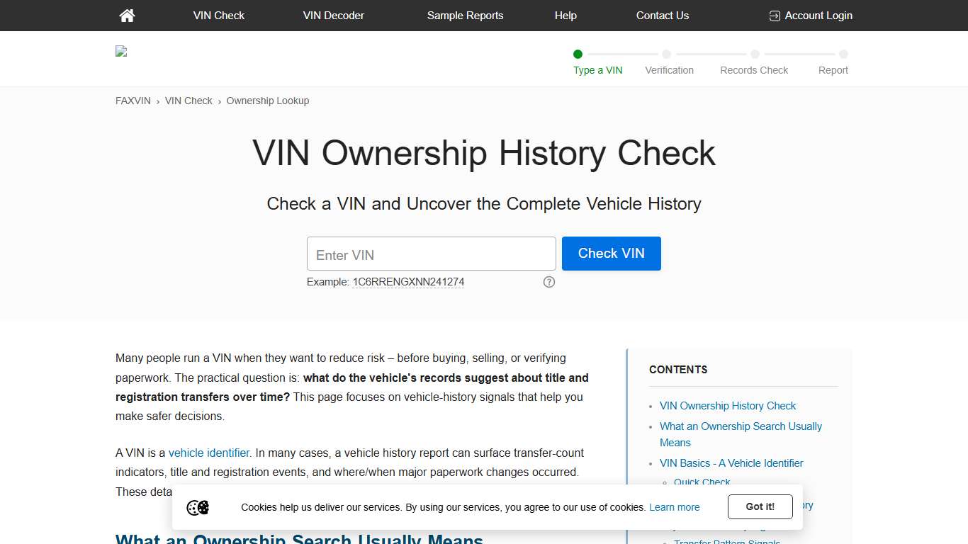 VIN Ownership Lookup – Check Vehicle Registration History